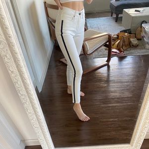 Navy Blue Stripe on White Jeans